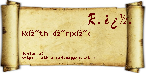 Ráth Árpád névjegykártya